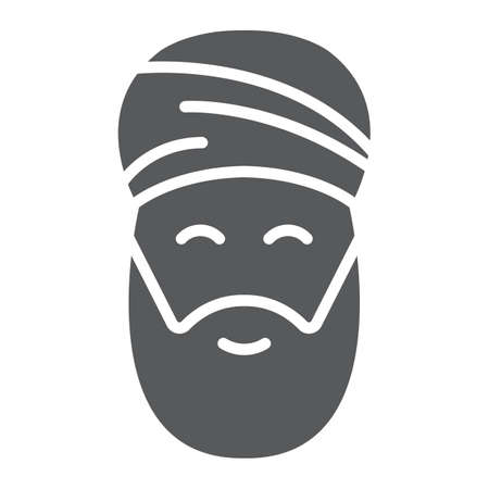 Muslim man glyph icon, ramadan and islam, arabian sign, vector graphics, a solid pattern on a white background, eps 10.のイラスト素材