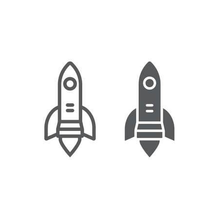 Startup line and glyph icon, business and strategy, rocket launch sign, vector graphics, a linear pattern on a white backgroundのイラスト素材