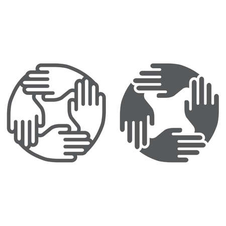 Teamwork line and glyph icon, business and team, partnership sign, vector graphics, a linear pattern on a white backgroundのイラスト素材