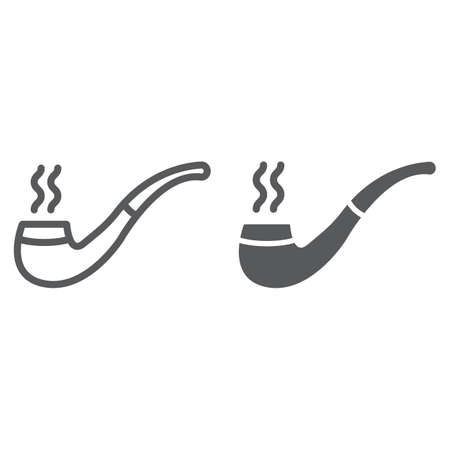 Smoking pipe line and glyph icon, st patrick s day and retro, tobacco pipe sign, vector graphics, a linear pattern on a white backgroundのイラスト素材