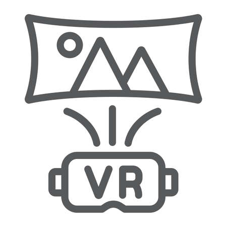 Virtual reality line icon, technology and vr, vr glasses sign, vector graphics, a linear pattern on a white background, eps 10.のイラスト素材