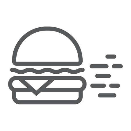 Burger delivery service line icon, restaurant and food, express delivery sign, vector graphics, a linear pattern on a white backgroundのイラスト素材