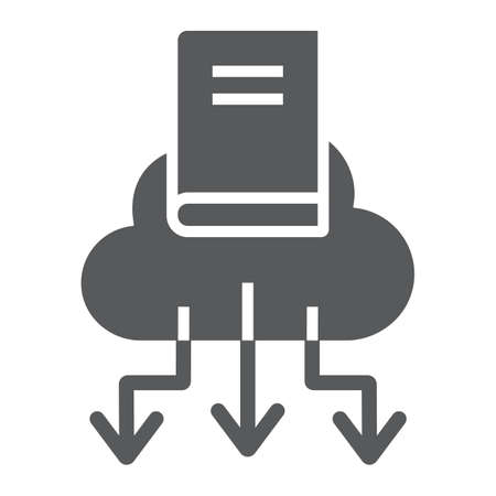 Cloud Library glyph icon, education and school, book with cloud sign vector graphics, a solid icon on a white background, eps 10のイラスト素材