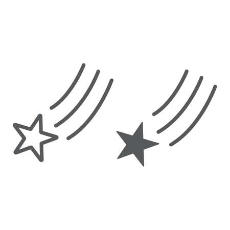 Falling star line and glyph icon, night and space, shooting star sign, vector graphics, a linear pattern on a white background.のイラスト素材