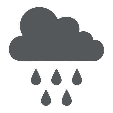 Rain glyph icon, weather and climate, cloud with rain sign, vector graphics, a solid pattern on a white background.のイラスト素材