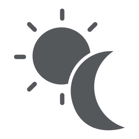 Sun and moon glyph icon, weather and nature, day and night sign, vector graphics, a solid pattern on a white background.のイラスト素材