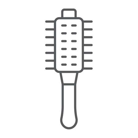 Hair brush thin line icon, hairdressing and comb, hair care sign, vector graphics, a linear pattern on a white background.のイラスト素材