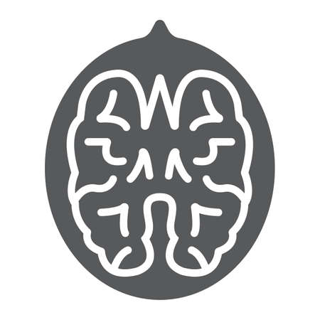 Walnut glyph icon, vegetable and nut, vegetarianのイラスト素材