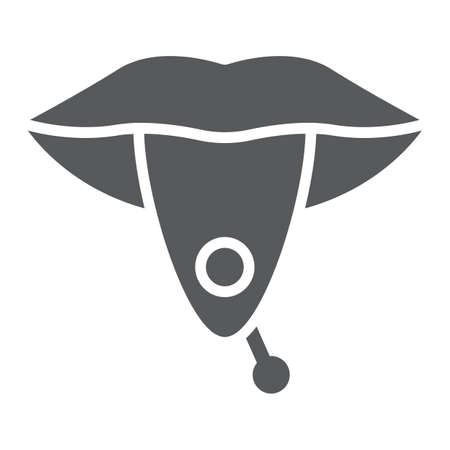 Tongue piercing glyph icon, jewellery and accessory, pierced tongue sign, vector graphics, a solid pattern on a white background.のイラスト素材