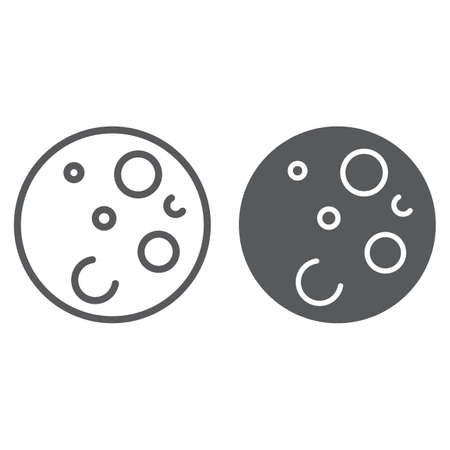 Moon line and glyph icon, space and astronomy, satellite sign, vector graphics, a linear pattern on a white background.のイラスト素材