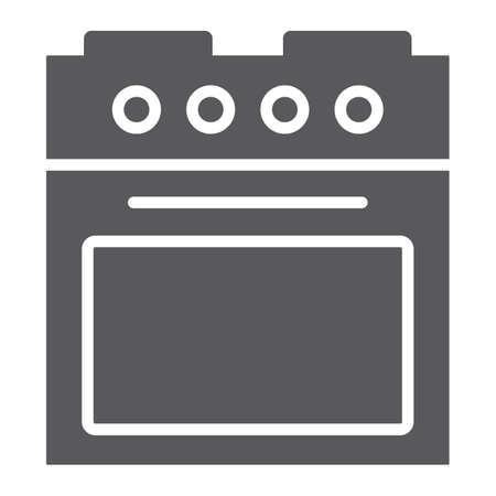 Oven glyph icon, home and appliance, stove sign, vector graphics, a solid pattern on a white background, eps 10.のイラスト素材