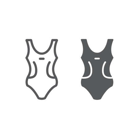 Swimming suit line and glyph icon, summer and beach, swimwear sign vector graphics, a linear icon on a white backgroundのイラスト素材
