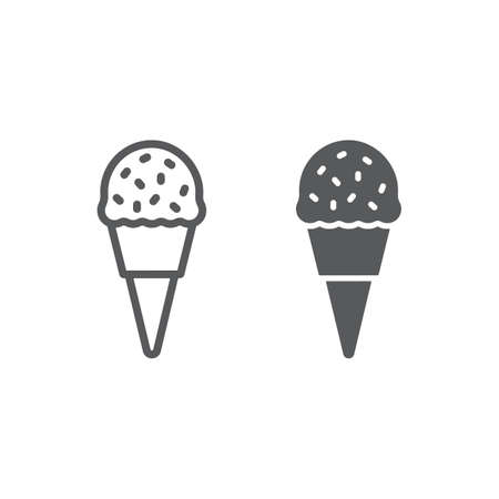 Ice Cream line and glyph icon, food and sweet, dessert sign vector graphics, a linear icon on a white backgroundのイラスト素材