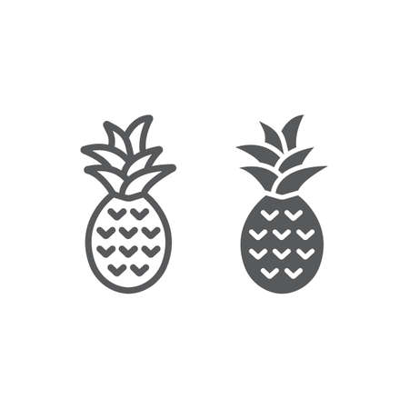 Pineapple line and glyph icon, fruit and tropical,  vector graphics, a linear icon on a white backgroundのイラスト素材