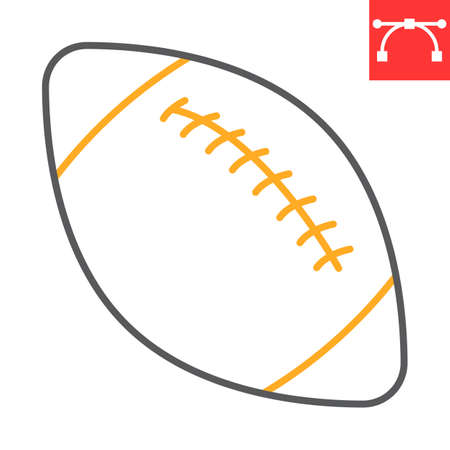 American football ball color line icon, sport and game, football ball sign vector graphics, editable stroke linear iconのイラスト素材