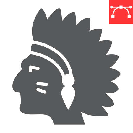 Injun glyph icon, america and navajo, redskin sign vector graphics, editable stroke solid iconのイラスト素材