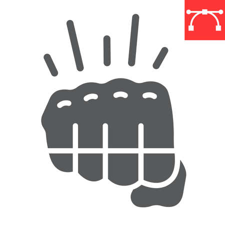 Fighting game glyph icon, video games and fight club, fist sign vector graphics, editable stroke solid iconのイラスト素材