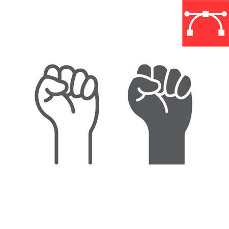 LGBT power line and glyph icon, lgbt and pride, lgbt protest sign vector graphics, editable stroke linear iconのイラスト素材