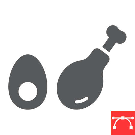 Keto diet glyph icon, fitness and diet, egg and chicken leg sign vector graphics, editable stroke solid icon, eps 10.のイラスト素材