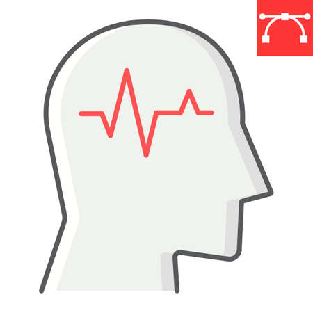 Epilepsy color line icon, illness and neurology, epilepsy sign vector graphics, editable stroke colorful linear iconのイラスト素材