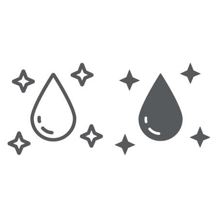 Purity line and glyph icon, laundry and clear, water drop sign, vector graphics, a linear pattern on a white background.のイラスト素材