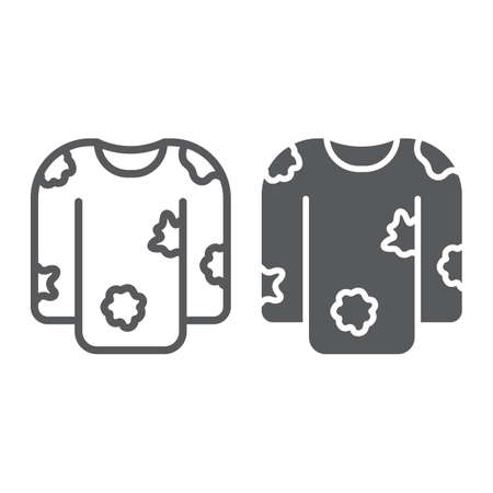 Dirty laundry line and glyph icon, laundry and clothes, untidy shirt sign, vector graphics, a linear pattern on a white background.のイラスト素材