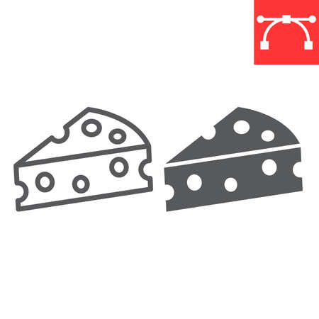 Cheese line and glyph icon, food and keto diet, dairy sign vector graphics, editable stroke linear icon, eps 10のイラスト素材