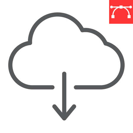 Cloud download line icon, ui and button, computing sign vector graphics, editable stroke linear icon, eps 10のイラスト素材