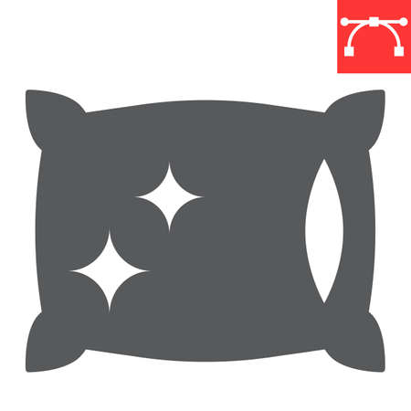 Pillow cleaning glyph icon, dry cleaning and laundry, pillow sign graphics, editable stroke solid iconのイラスト素材