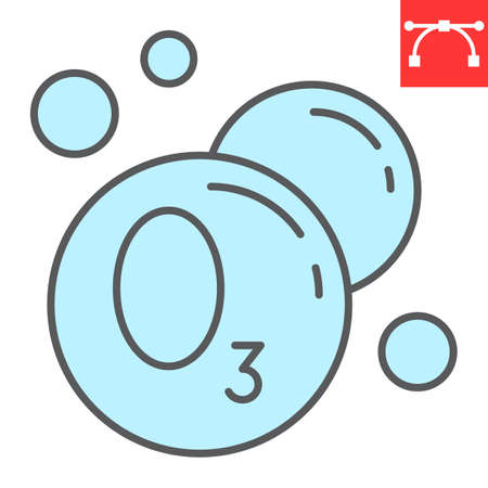 Ozonation laundry color line icon, dry cleaning and wash, ozone sign graphics, editable stroke colorful linear iconのイラスト素材