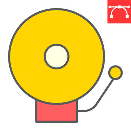 School bell color line icon, school and education, alarm sign vector graphics, editable stroke colorful linear iconのイラスト素材