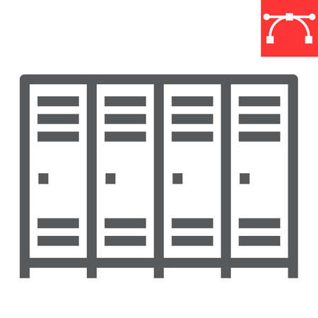 School lockers line icon, school and education, locker sign vector graphics, editable stroke linear iconのイラスト素材