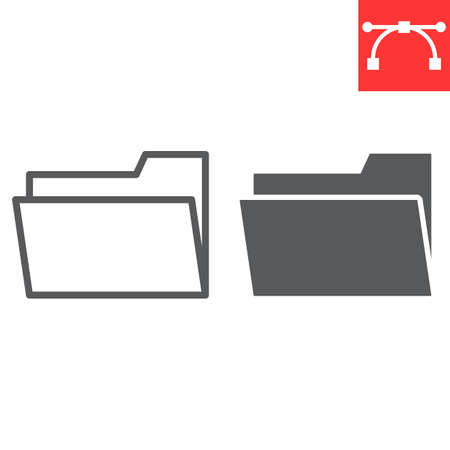 Folder line and glyph icon, ui and button, document sign vector graphics, editable stroke linear icon, eps 10.のイラスト素材