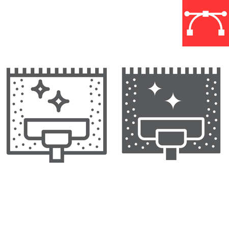 Carpet cleaning line and glyph icon, dry cleaning and wash, vacuum cleaner sign vector graphics, editable stroke linear iconのイラスト素材