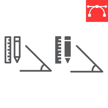 Geometry line and glyph icon, school and education, pencil and ruler sign vector graphics, editable stroke linear iconのイラスト素材