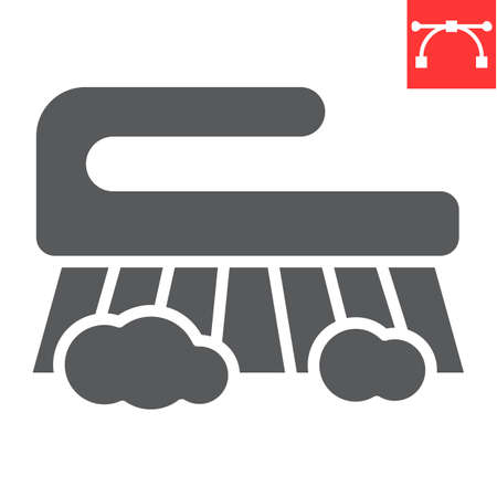 Hand scrubbing brush glyph icon, hygiene and disinfection, cleaning brush sign vector graphics, editable stroke solid icon, eps 10.のイラスト素材