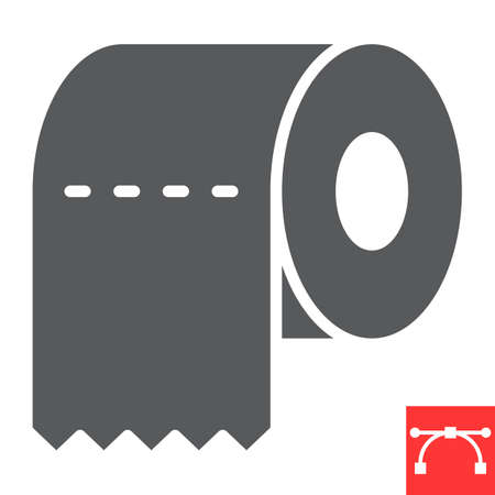 Toilet paper glyph icon, hygiene and disinfection, toilet paper sign vector graphics, editable stroke solid icon.のイラスト素材