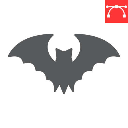 Bat glyph icon, halloween and scary, bat sign vector graphics, editable stroke solid icon
