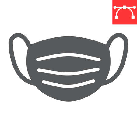 Medical mask line icon, protection and covid-19, surgical mask sign vector graphics, editable stroke linear icon, eps 10.のイラスト素材