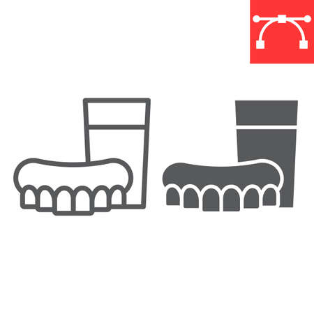 Denture line and glyph icon, dental and stomatology, dentures sign vector graphicsのイラスト素材