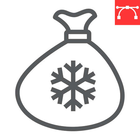 Santa bag line icon, merry christmas and present, santa sack sign vector graphics, editable stroke linear icon, eps 10.のイラスト素材
