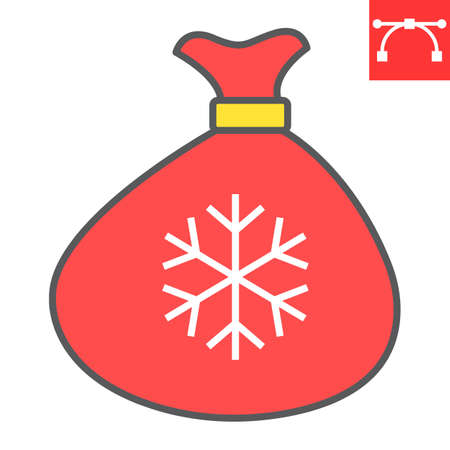 Santa bag color line icon, merry christmas and present, santa sack sign vector graphics, editable stroke filled outline icon, eps 10.のイラスト素材