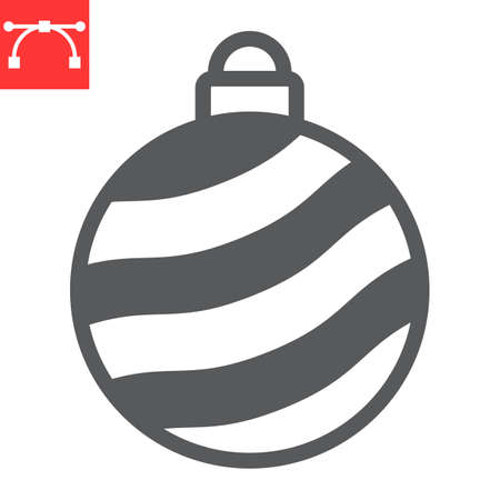 Christmas tree ball glyph icon, merry christmas and xmas, christmas bauble sign vector graphics, editable stroke solid icon, eps 10.のイラスト素材