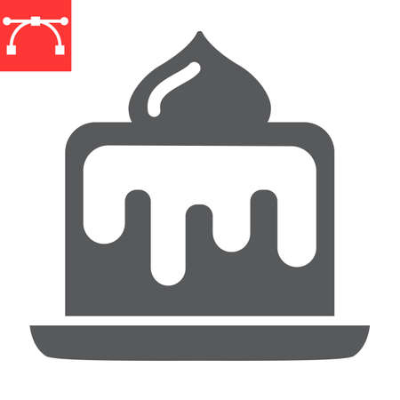 Birthday cake glyph icon, dessert and delicious, cake sign vector graphics, editable stroke solid...