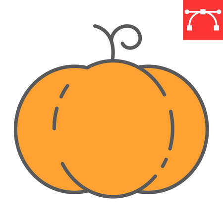 Pumpkin color line icon, thanksgiving and celebration, pumpkin sign vector graphics, editable stroke filled outline icon, eps 10.のイラスト素材