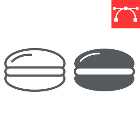 Macaron line and glyph icon, dessert and delicious, macaroon sign vector graphics, editable stroke linear icon, eps 10.のイラスト素材