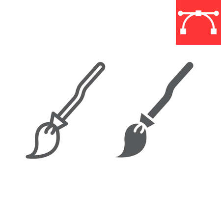 Witch broom line and glyph icon, halloween and scary, broom sign vector graphics, editable stroke linear icon, eps 10.のイラスト素材