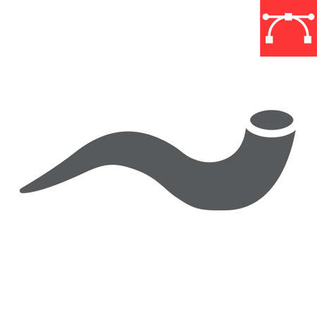 Shofar glyph icon, rosh hashanah and holiday, yom kippur sign vector graphics, editable stroke solid icon, eps 10.のイラスト素材