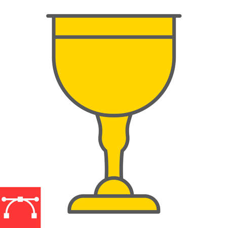 Jewish goblet color line icon, rosh hashanah and Jewish cup, chalice sign vector graphics, editable stroke filled outline icon, eps 10.のイラスト素材