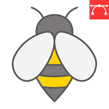 Bee color line icon, insect and honey, bee sign vector graphics, editable stroke filled outline icon, eps 10.のイラスト素材